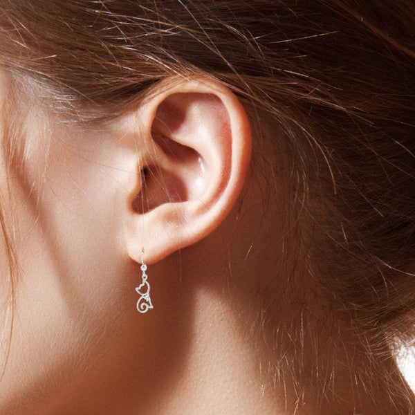 Sterling Silver Cat Hanging Earrings
