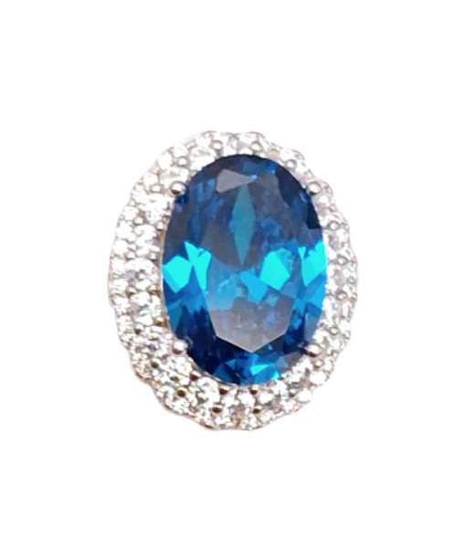 Sterling Silver Stylish Blue Oval Ring