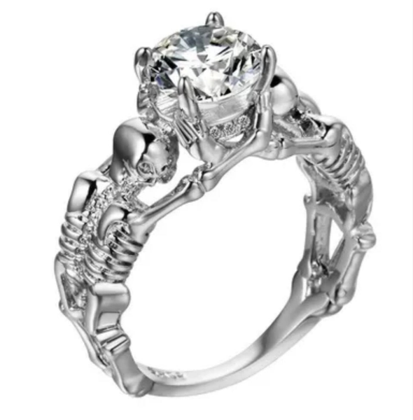 Stainless Steel Skeleton Clear CZ Ring