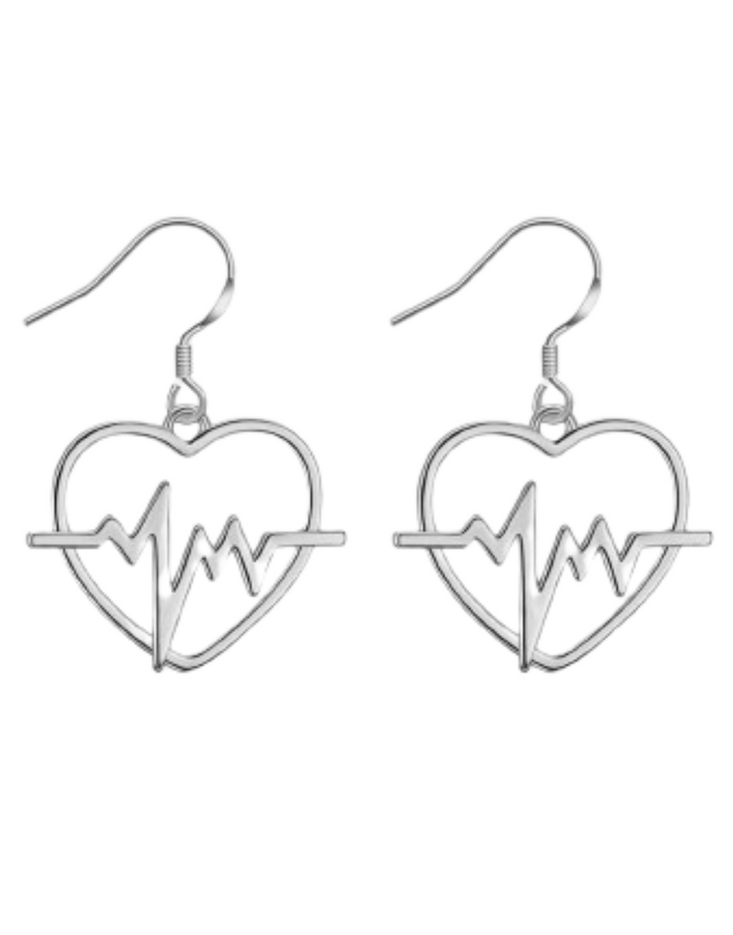 Sterling Silver Heart Beat EKG Earrings