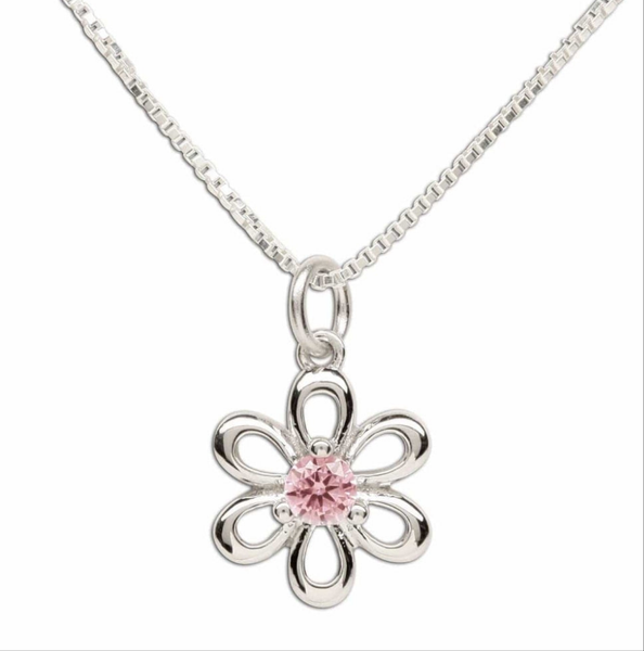 Sterling Silver Flower Pendant Necklace