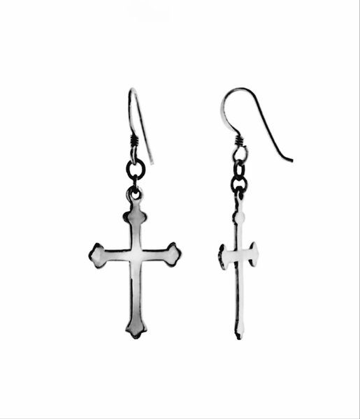 Stainless Steel Large Cross Hanging Earrings