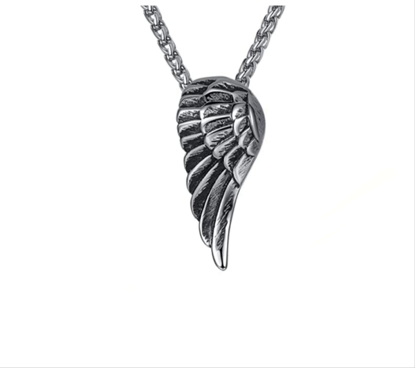 Stainless Steel Curved Angel  Wing Necklace