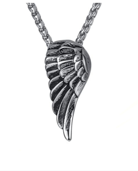 Stainless Steel Curved Angel  Wing Necklace