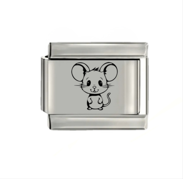 Cute Mouse Engraved Link Charm