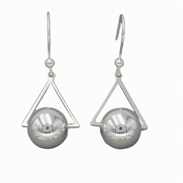 925 Sterling Silver Triangle with Ball Earrings