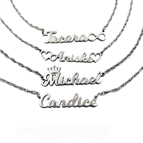 Name Necklace Milkshake Font,Stainless Steel