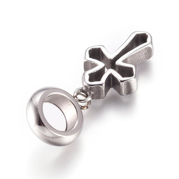 Stainless Steel Pandora Style Dangling Cross Charm