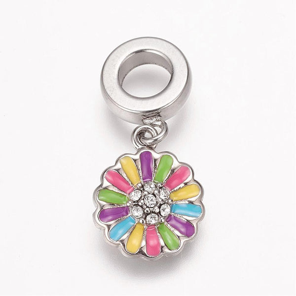 Stainless Steel Color Daisy Charm