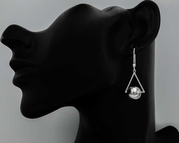 925 Sterling Silver Triangle with Ball Earrings