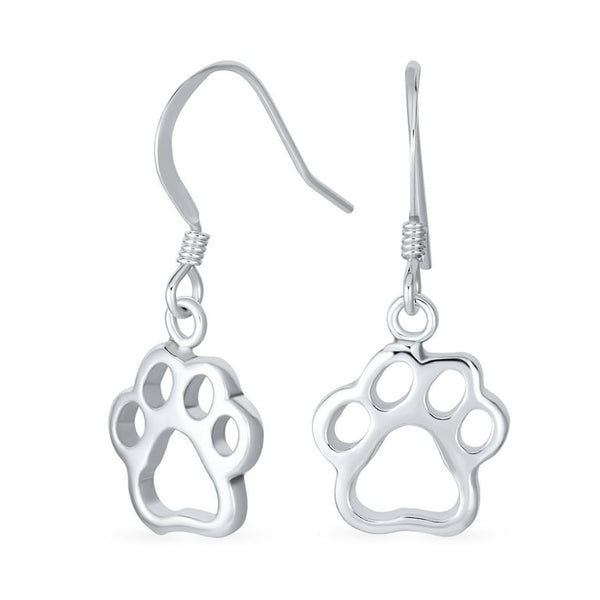 Sterling Silver Paw Hanging Earrings