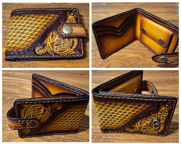 Genuine Leather Floral Custom  Handmade Wallet