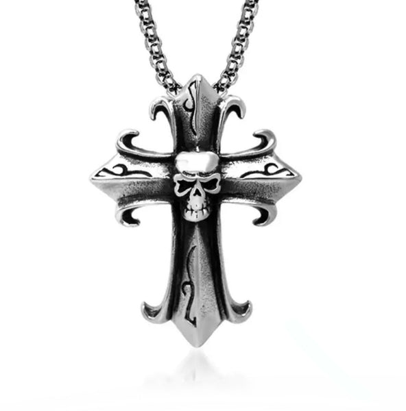 Stainless Steel Skull Cross Necklace