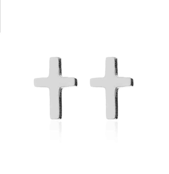 Stainless Steel Cross Stud Earrings