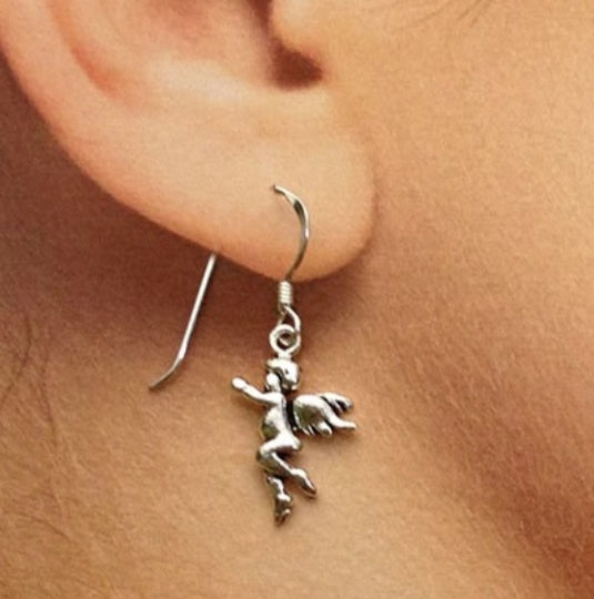 Sterling Silver Angel Hanging Earrings