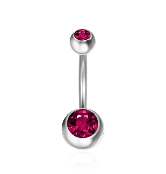 Stainless Steel Double Jewel Belly Ring