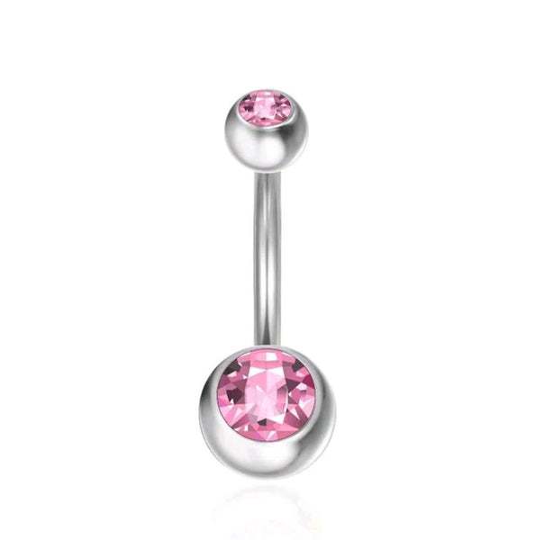 Stainless Steel Double Jewel Belly Ring