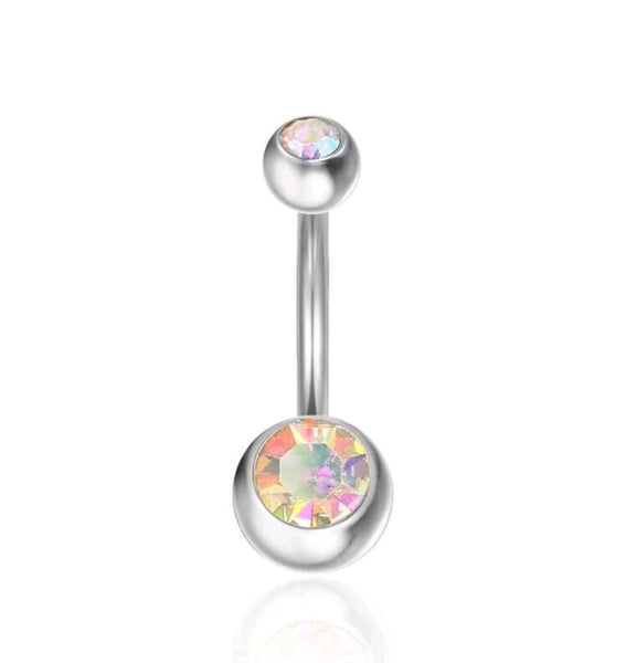 Stainless Steel Double Jewel Belly Ring