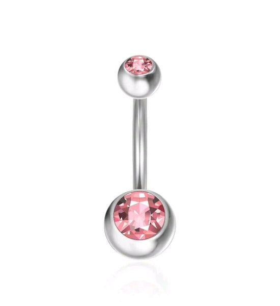 Stainless Steel Double Jewel Belly Ring