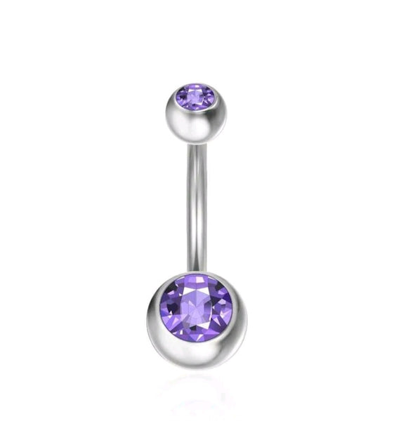 Stainless Steel Double Jewel Belly Ring