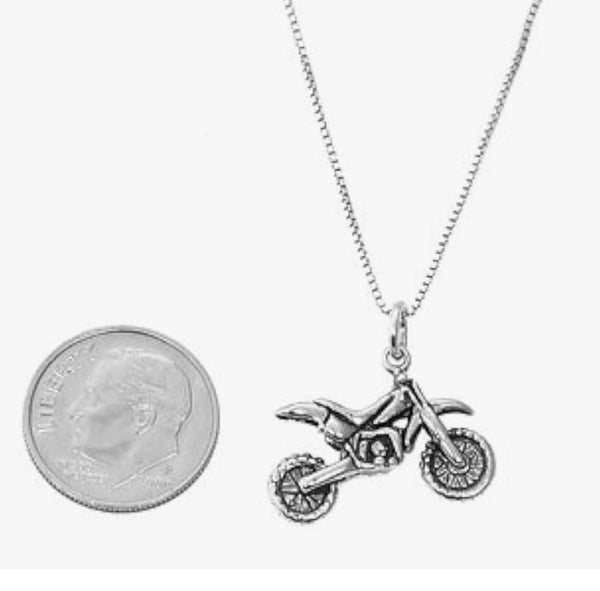 Sterling Silver Motorcycle Necklace