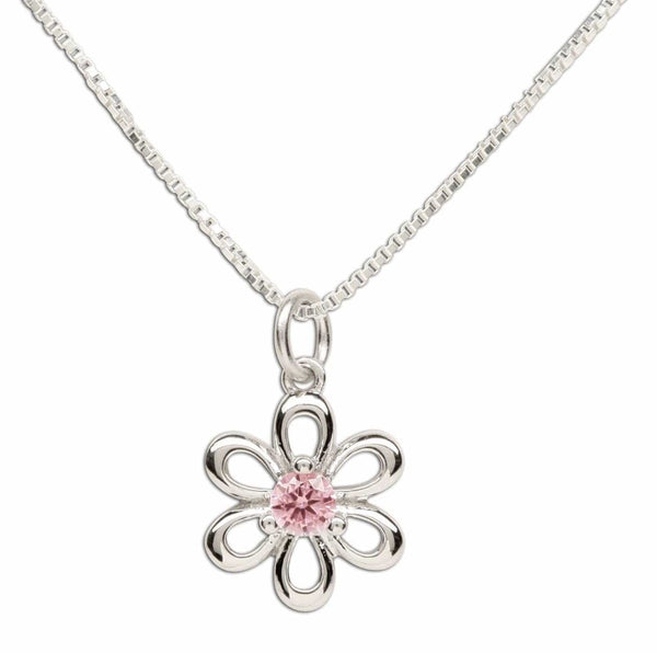 Sterling Silver Flower Pendant Necklace