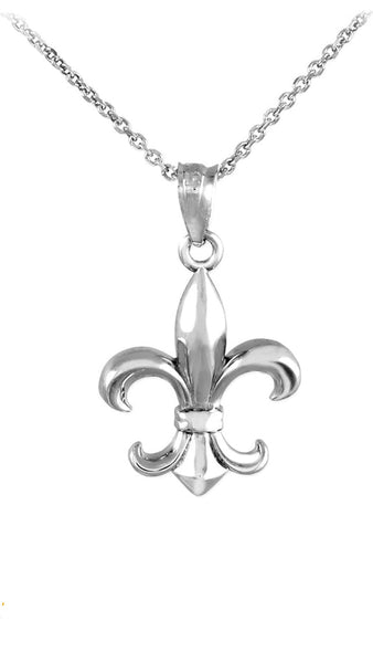 Sterling Silver Fleur de Lis Pendant Necklace