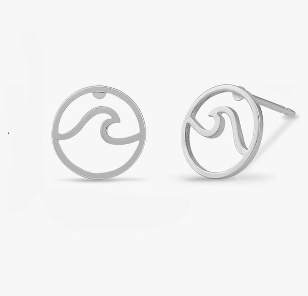 Sterling Silver Wave Stud Earrings