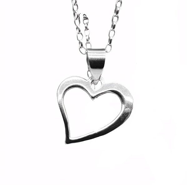 Sterling Silver Small Curved Heart Pendant Necklace