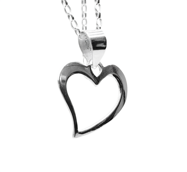 Sterling Silver Small Curved Heart Pendant Necklace