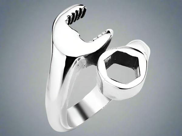 316L Stainless Steel Punk Biker Mechanical Wrench Ring  Anti-Allergy, Rust-Resistant, Comfortable Fit