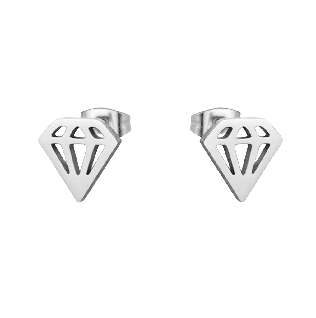 Stainless Steel Diamond Stud Earrings