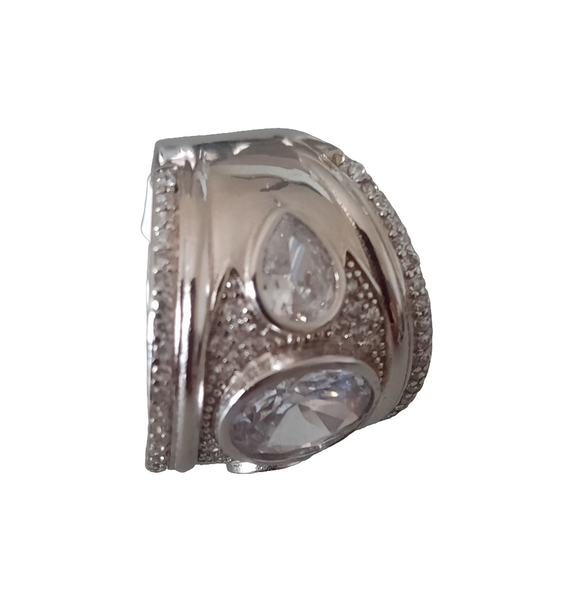 Sterling Silver Statement Ring with CZ