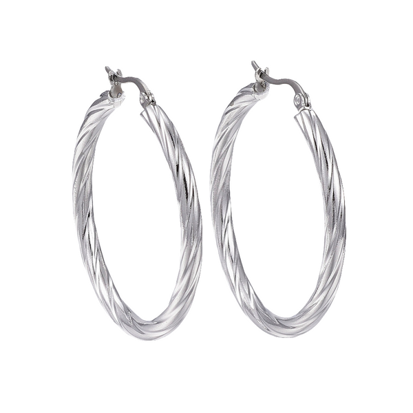 Stainless Steel 40mm Twisted Hoop  Hypoallergenic Earrings