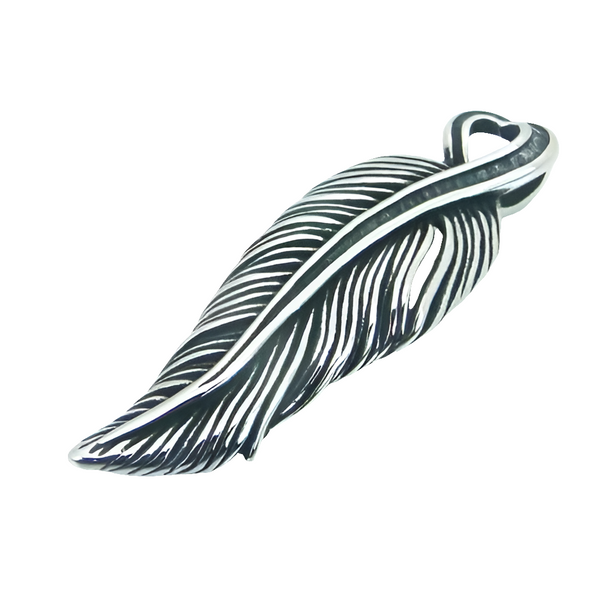 Stainless Steel Feather Pendant Necklace