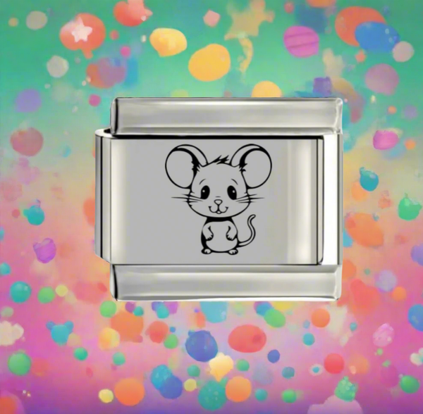 Cute Mouse Engraved Link Charm