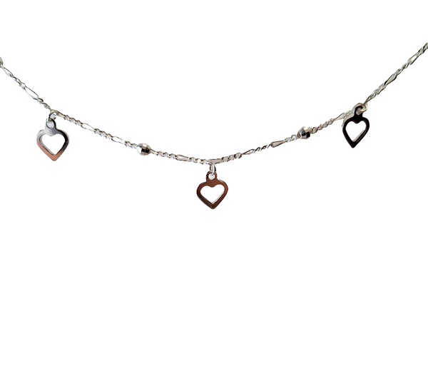 Sterling Silver 3 Heart Anklet