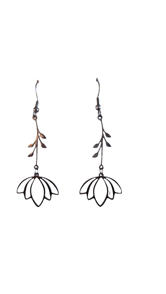 Stainless Steel Flower  Dangling Earrings