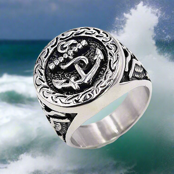 Men's Fashion Ring Viking Simple Ship Anchor Design Stainless Steel