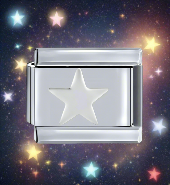 Embossed Star 9mm Charm,Stainless Steel