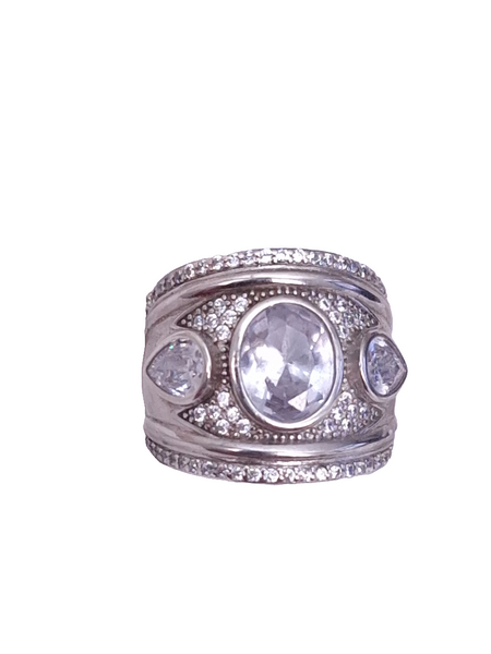 Sterling Silver Statement Ring with CZ