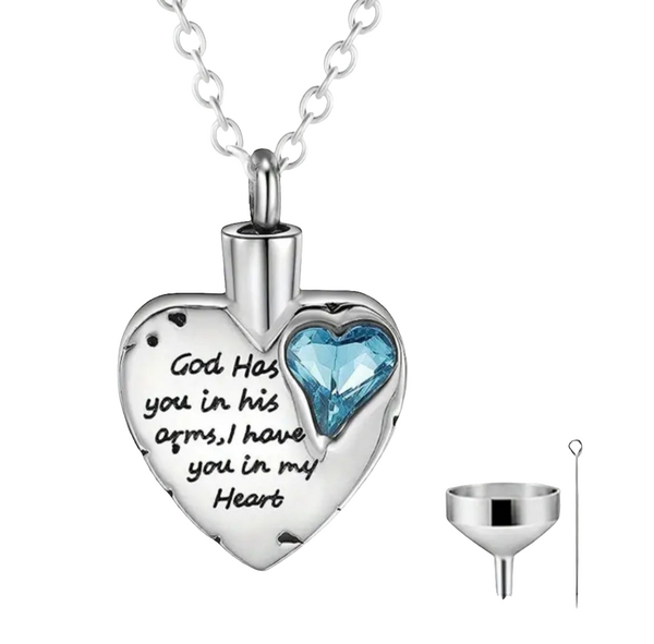 God has you Keepsake Memorial Necklace Urn, Stainless Steel