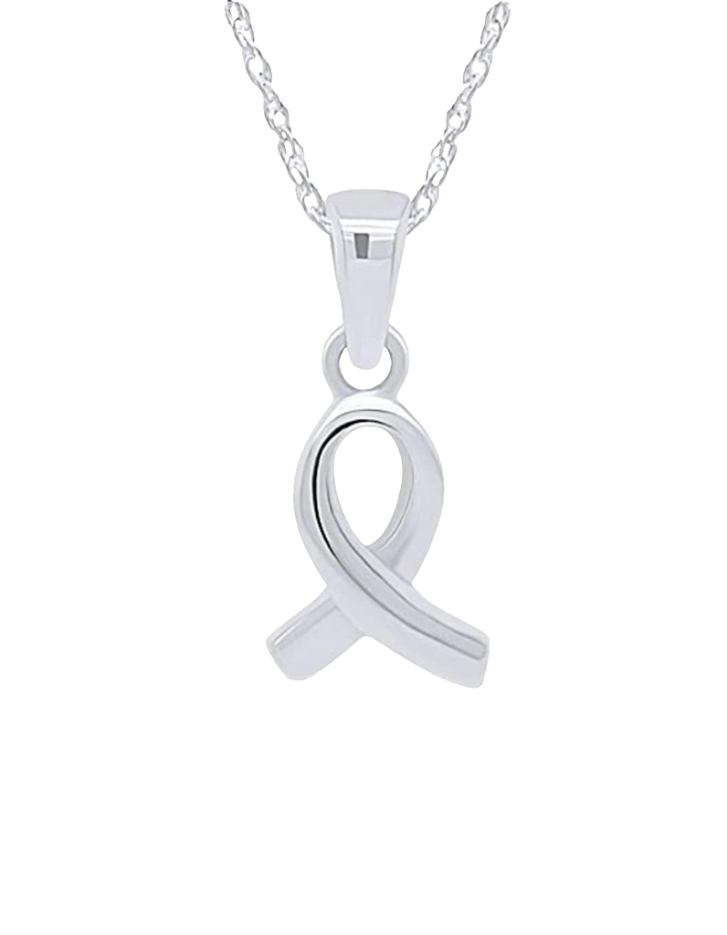 Sterling Silver Cancer Ribbon Pendant Necklace