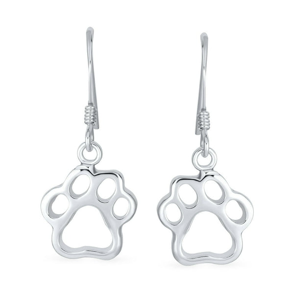 Sterling Silver Paw Hanging Earrings