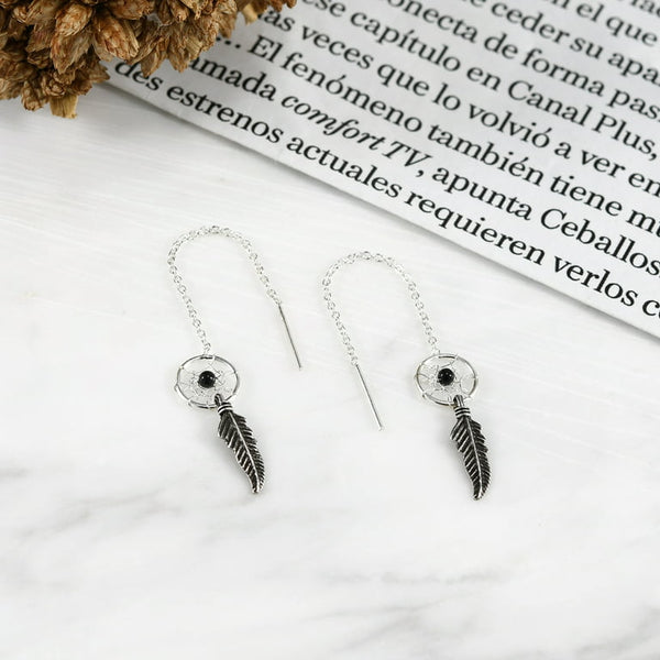 Sterling Silver Dreamcatcher Threader Earrings