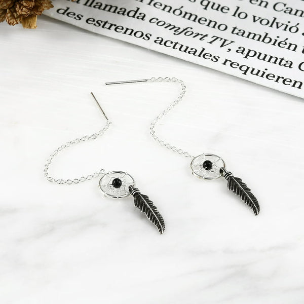 Sterling Silver Dreamcatcher Threader Earrings