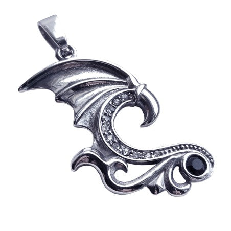 Stainless Steel Dragon Wing Pendant Necklace