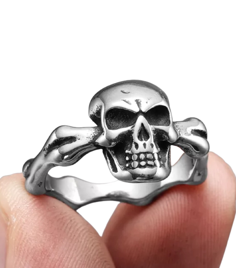 Stainless Steel Skull Crossbone Ring