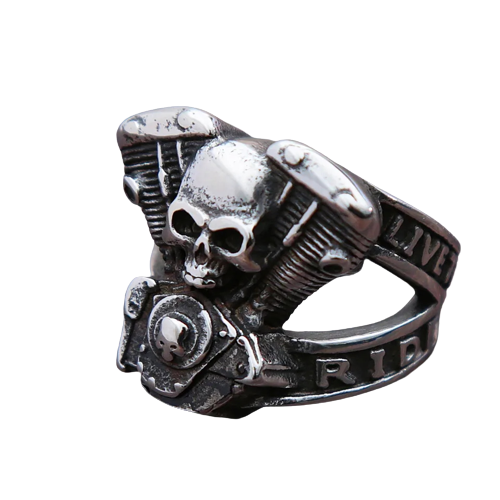 Stainless Steel Live to Ride V Twin Ring