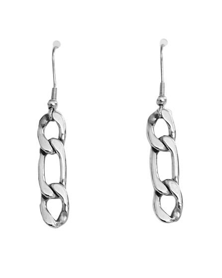 Stainless Steel 5mm Figaro Chain Hanging Earrings